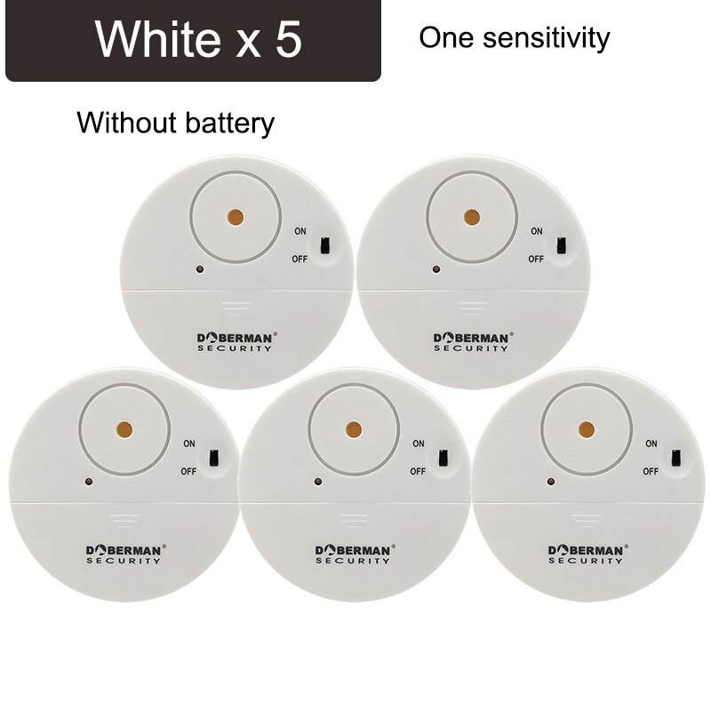 1-5pcs Door Window Security Alarm Ulrta-Slim Warning Wireless Alarm Vibration Sensor for Home Security Protection Alarms System: A White 5Pcs