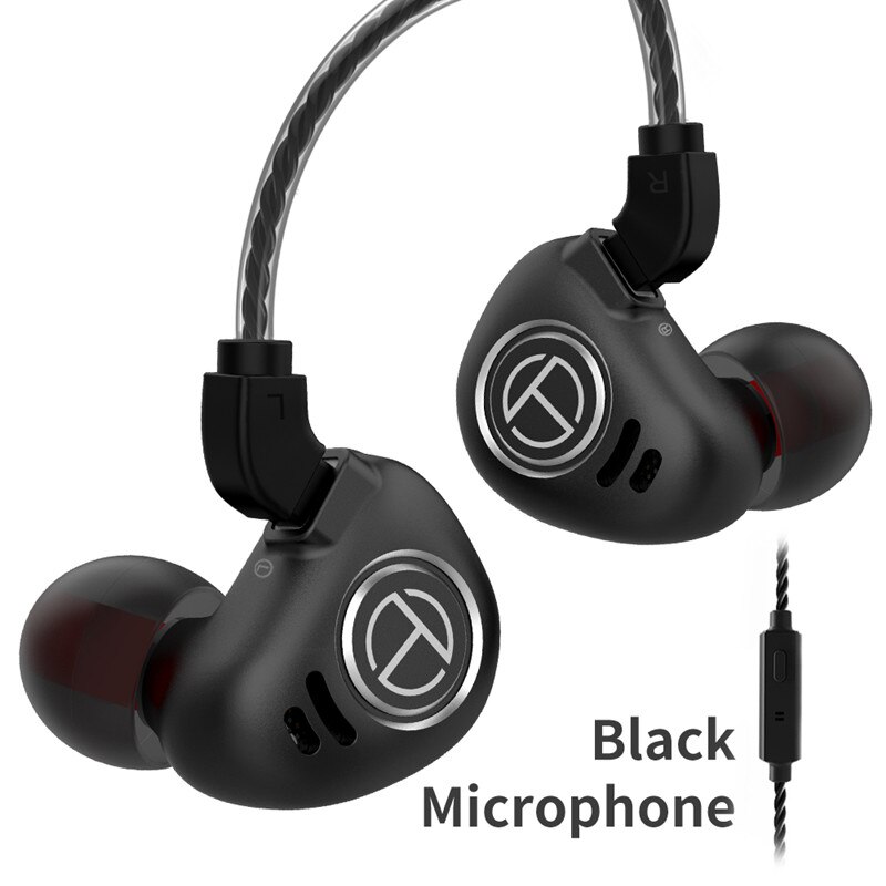 Trn V90 1DD 4BA Metalen Headset Hybrid Eenheden Hifi Bass Oordopjes In Ear Monitor Oortelefoon Noise Cancelling Oortelefoon V80 Zsx v30 X6 C: Black with mic