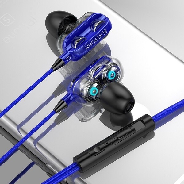 3.5mm In-Ear High Bass Stereo Wired Earphones Headphone Sport Headset For Mobile Phone Video Game Cable Material TPE Portable
