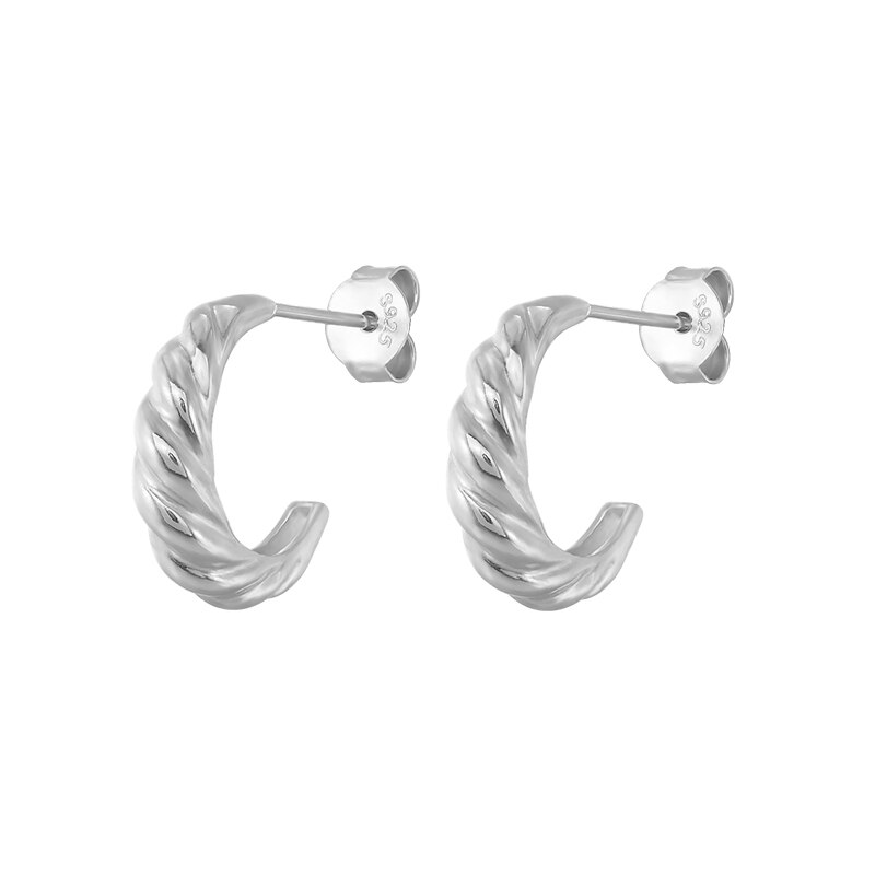 Canner exquisite 925 sterling silber ohrstecker für damen aaa c-förmige glänzende ohrringe schmuck für hochzeit geburtstag party: 2