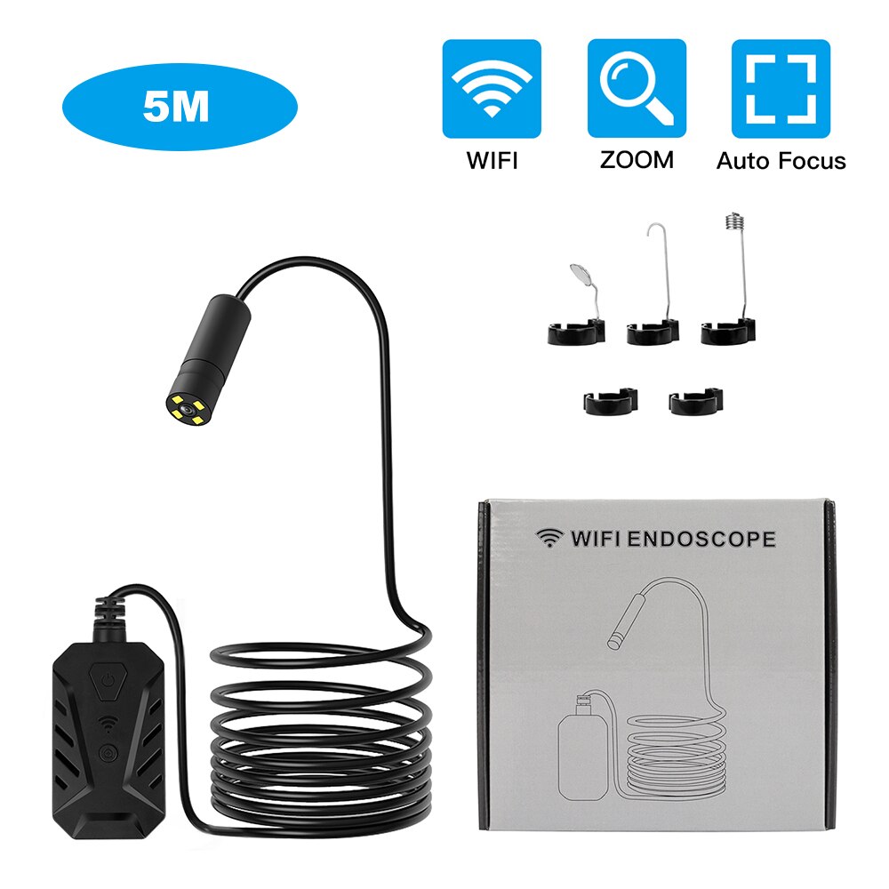 14mm WIFI Endoscope Camera Screen Display Waterproof 2m/5m/10m Inspection Borescope For Iphone Android Phone F230: 5M