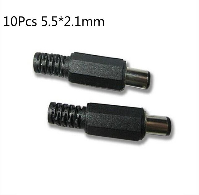 DC Power Connectors Pin 2.1x5.5mm Female Plug Jack + Male Plug Jack Socket Adapter PCB Mount DIY Adapter Connectors 2.1X5.5mm: 10xMale Socket