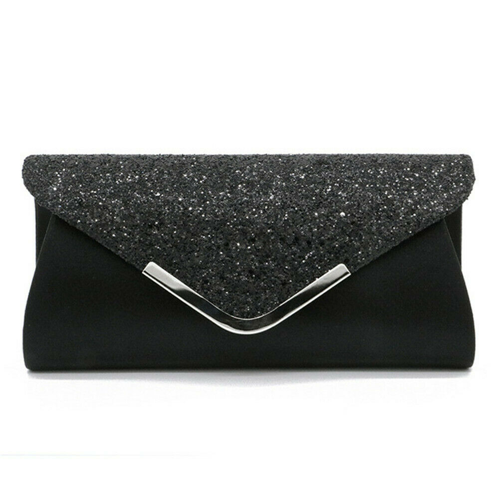 Women Sequins Clutch Handbag Bags Wallets Formal Female Evening Wedding Party Prom Purse Wallet Pouch Bags Hasp Wallets: Black