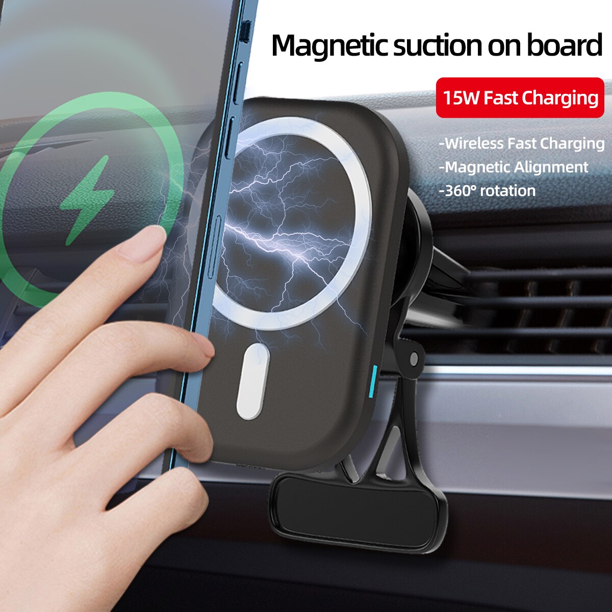 15W Magnetische Auto Draadloze Oplader Houder Voor Iphone 12 Mini Pro Max Snelle Opladen Draadloze Oplader Auto Draagbare Oplader telefoon