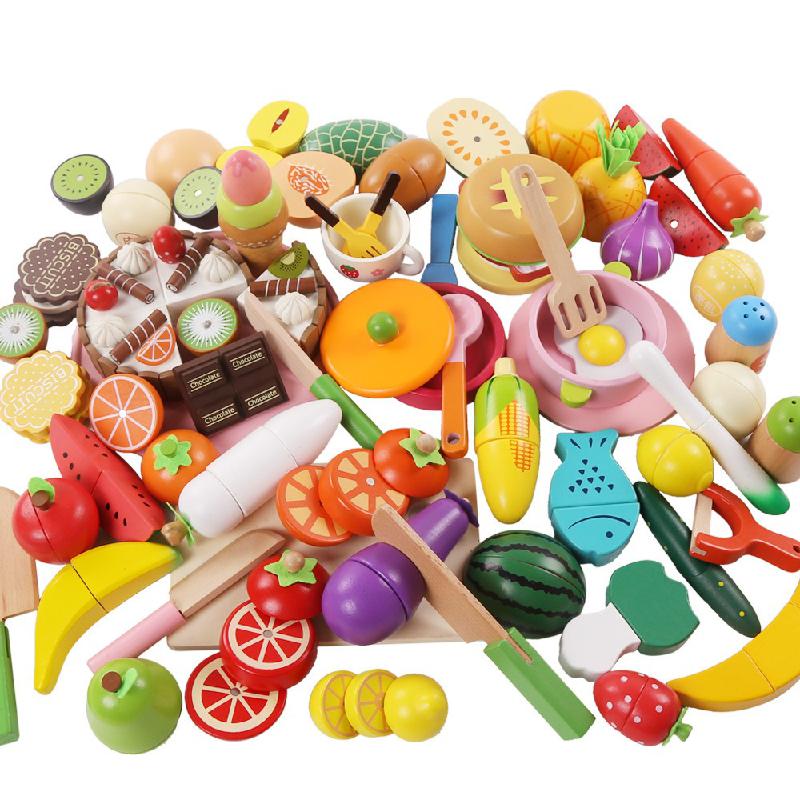Faire semblant de jouer en bois coupe cuisine ensemble de nourriture magnétique bois légumes Fruits cuisine Kit jeux enfants anniversaire jouets