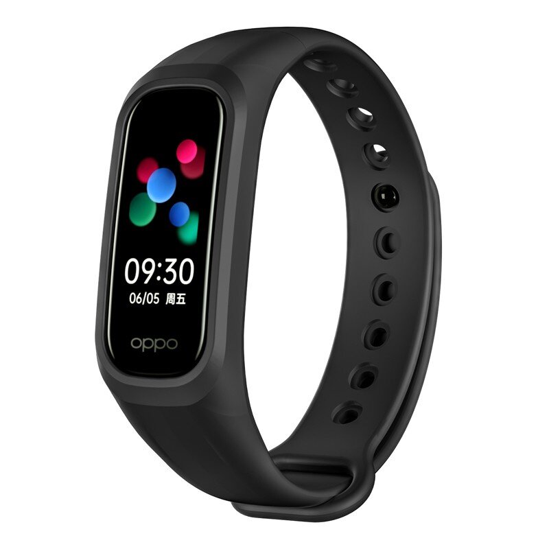 9 väriä silikoniranneke oppo-nauhan vaihtorannekorulle urheilunauha pehmeä vedenpitävä ranneke oppo-nauhatarvikkeille: Musta