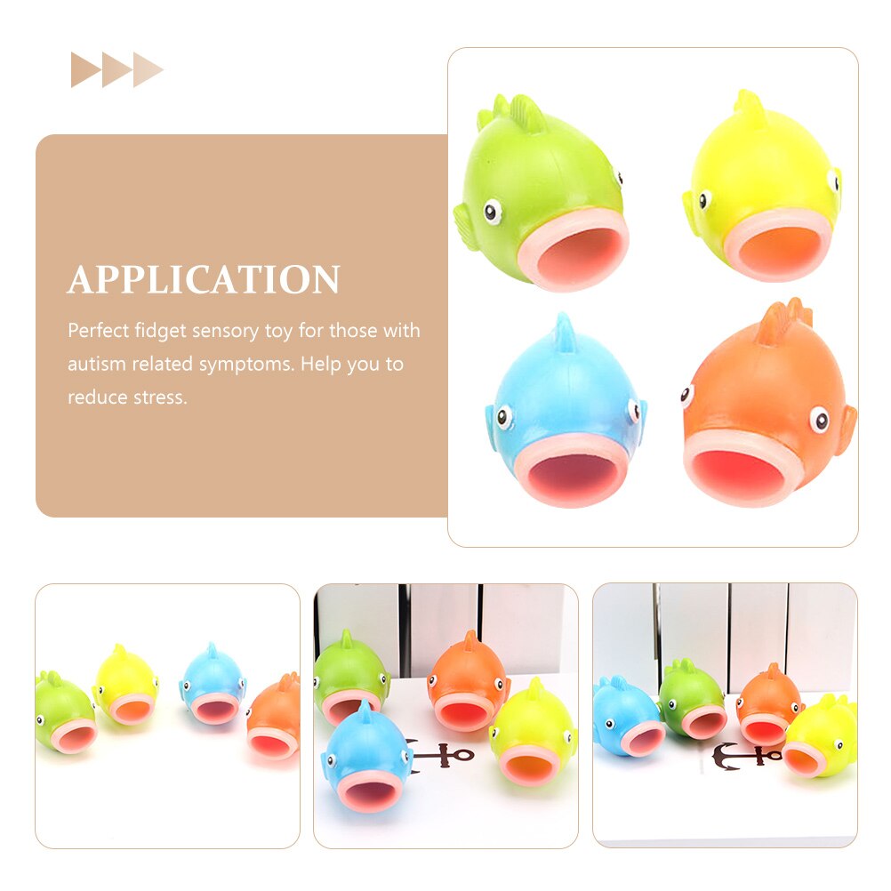 4Pcs Fish Tongue Squeezing Funny Pressure Relief Decompression Toys