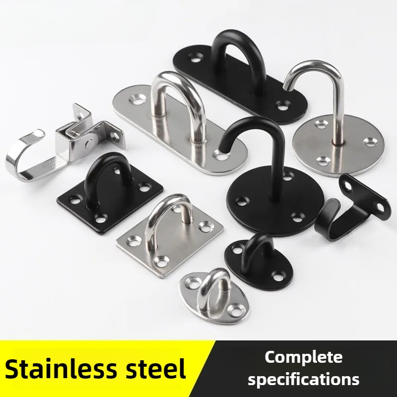1/2/4pcsHook Eye Plate Heavy Oblong Duty Steel Stainless Pad Mount Wall U Boat Ceiling Hanger Ring Garage Hammock D Shape
