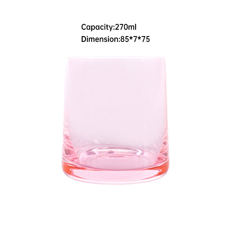 Blei-freies Glas Becher Kreative Regenbogen Bernstein Grau Rosa Farbe transparent Saft Cocktail Getränke Wein Gläser für Freunde: Rosa