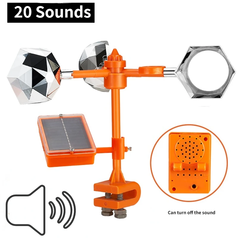 Répulsif Solaire Ultrasonique pour Oiseaux, Réflecteur Rotatif Résistant à 360 °, Dispositif pour Conduire les Oiseaux dans le Jardin et les Légumes: vert clair