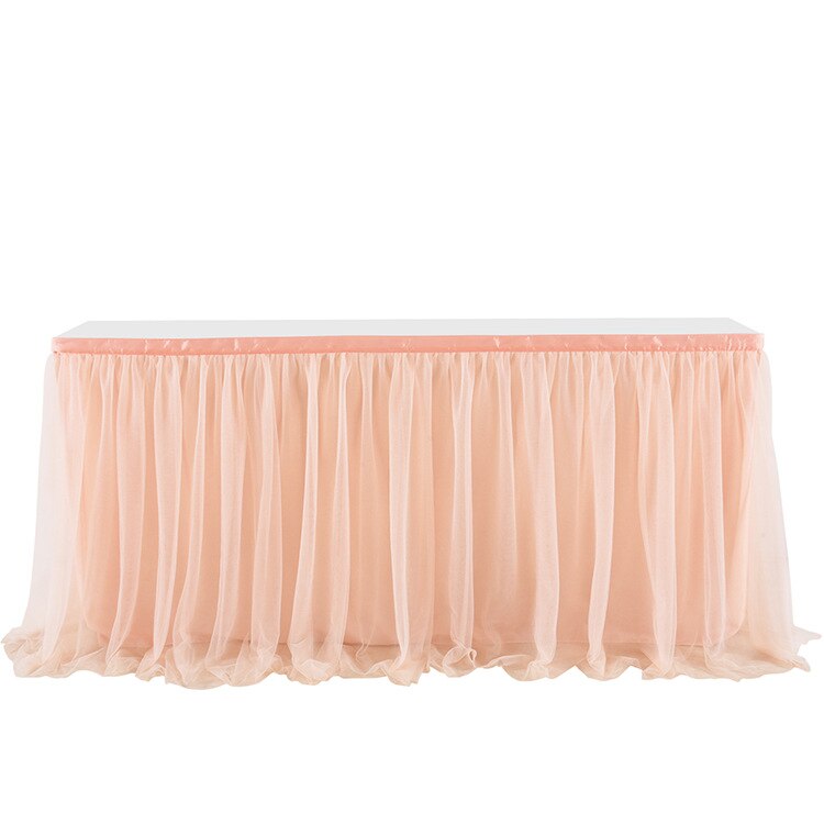 Jupe de Table à Plis Façon Tutu de Danse en Tulle 183x77 cm, Décoration de Table Maison pour Occasion de Fête Prénatale, Anniversaire: type 01 rose gold