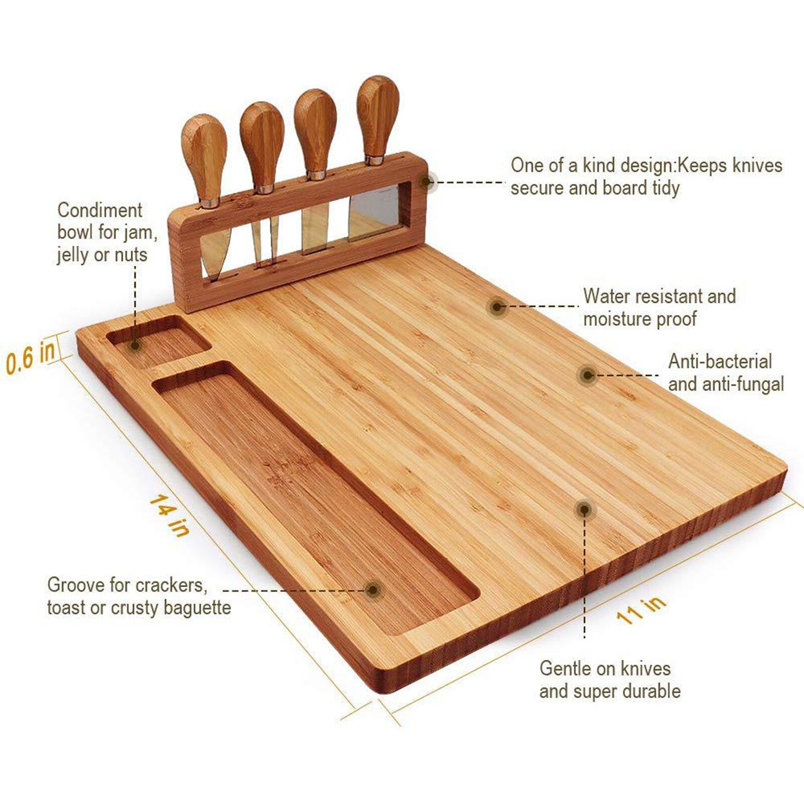 Bamboo Cheese Board Set Cooked Food Platter Meat Board Cheese Cutting Board Party Kitchen Utensils Cutting Board 1PC