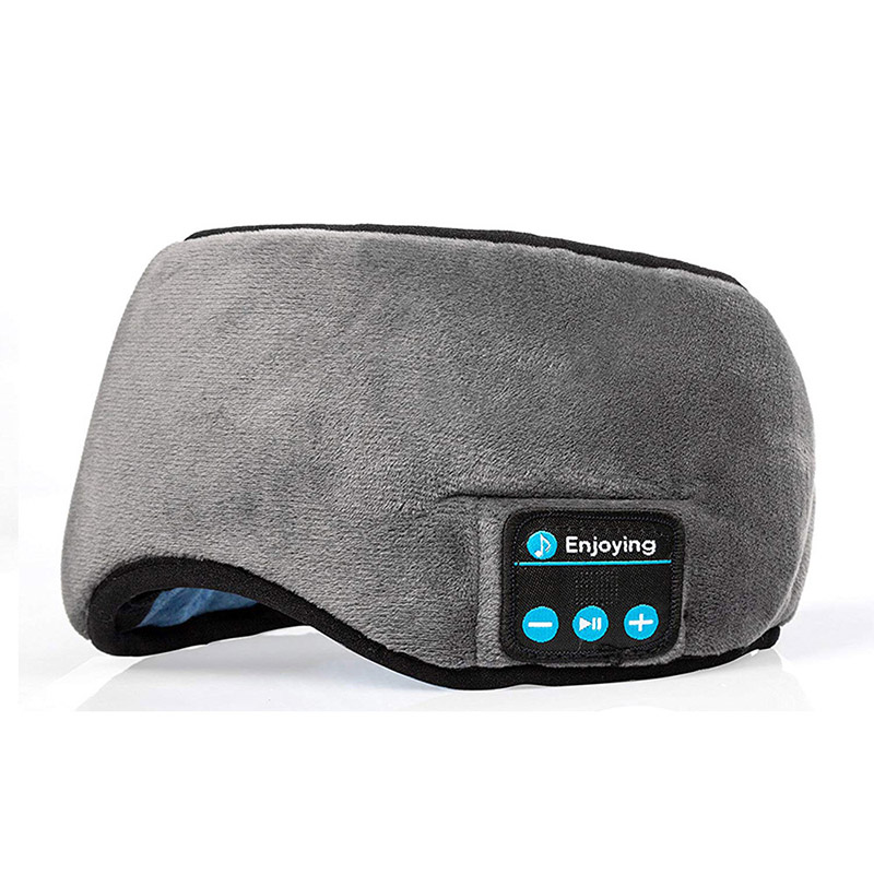 Bluetooth dormir fones de ouvido 3d máscara de olho sem fio viagem aérea bluetooth 5.0 bandana macio elástico confortável música: CINZA