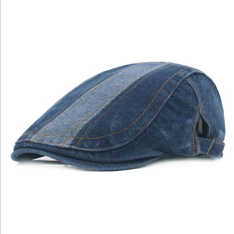 Erwachsene Unisex Baskenmütze Einstellbar Patchwork Denim Caps Entenschnabel Hut Newsboy für Männer Frau
