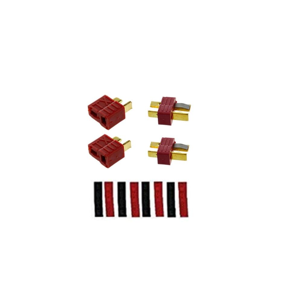 2/5/10 Pairs Rood Zwart Ultra T-Plug Connectors Deans Stijl Mannelijke En Vrouwelijke Met Krimpkous voor Rc Charger Lipo Batterij: 2 pairs(4 grips)