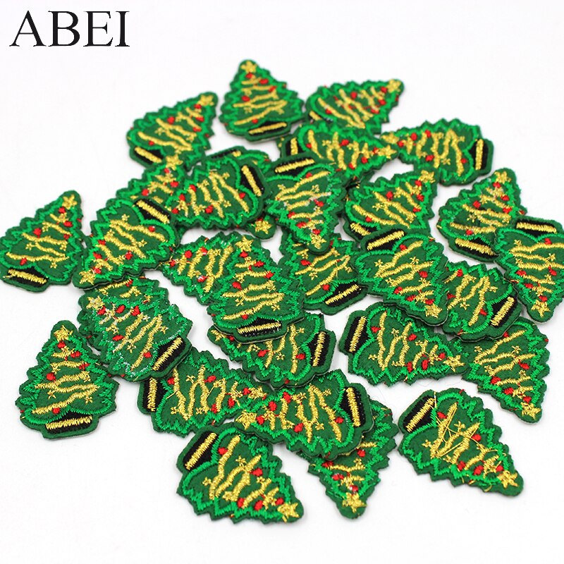 10pcs Christmas Iron-On Patches – Sequined Xmas Tree Embroidered Appliques For Clothing, Backpack, Decor - View #2