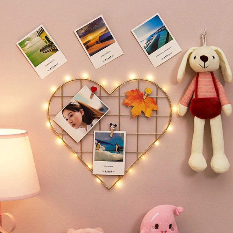 Wall Decorative Iron Wall Photo Grid Panel Rack Clip Painted Wire Photograph Picture Hanging Frame Photo Organizer Home Decor