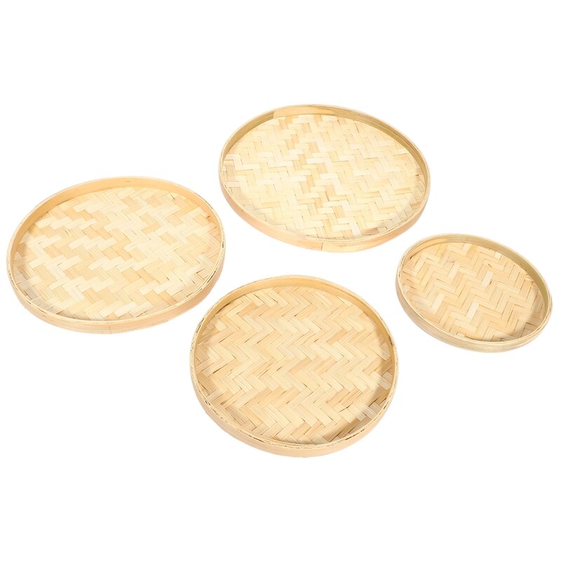 Handvävd bambusikt handmålad bambuflott dekorativ torkning bambustång hembutiksdekoration, fruktkorgar ,4- pack