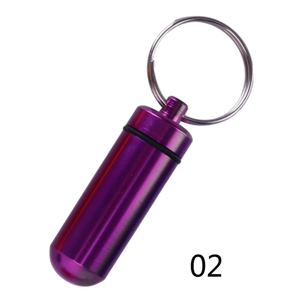 5 stk/parti vandtæt aluminium pilleæske medicinæske beholder flaskeholder nøglering udendørs pilleæske pilleæske bærbar  #273518: Lilla