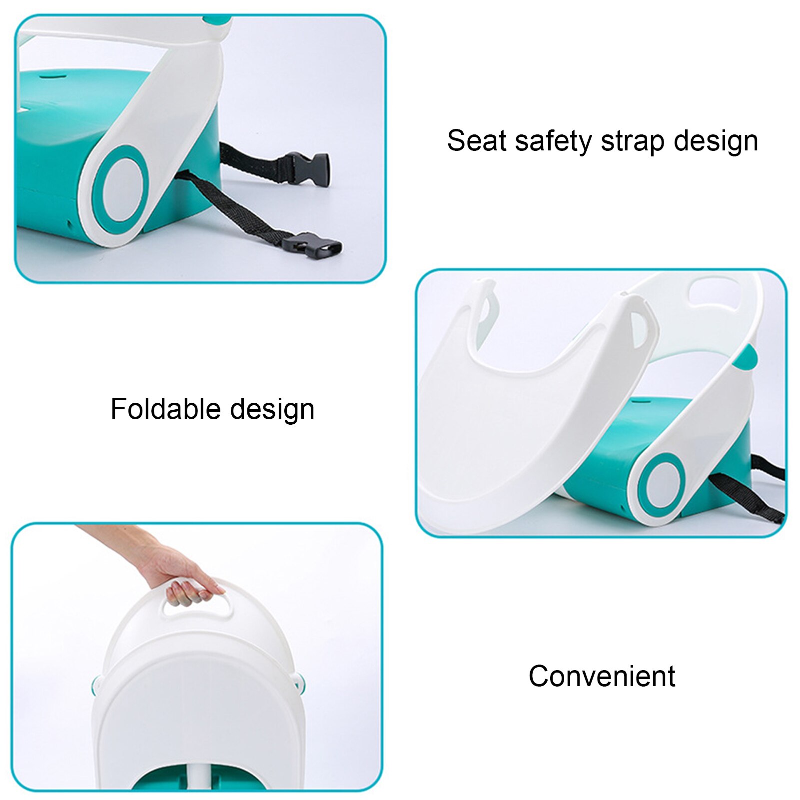 Asiento elevador de silla de bebé con bandeja, asiento de suelo plegable con bandeja de alimentación extraíble