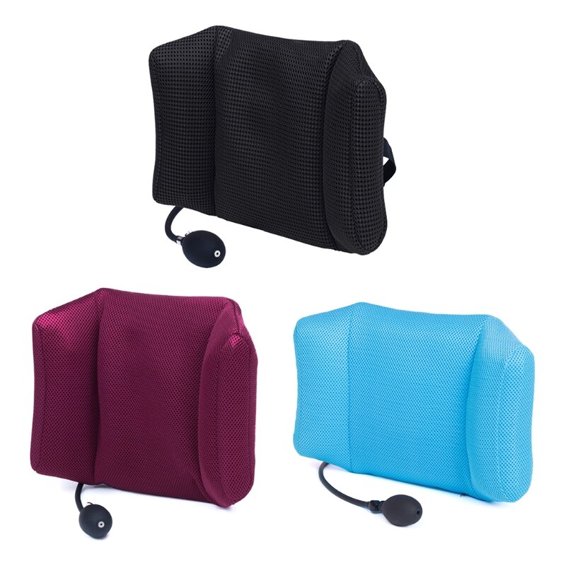 Inflatable Lumbar Support Pillow Lower Back Cushion with Airbag Memory Foam Pain Relief Pillow Office Chair &amp; Car Use