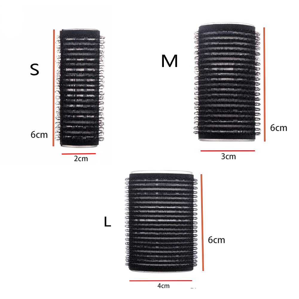 4/6/8 Stuks Zwart Nylon Self Grip Haar Rollen Onschadelijk Haar Kleverige Curler Stick Haar Kappers krulspelden Salon Diy Styling