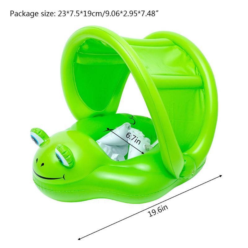 Baby Swimming Ring Float Inflatable Frog Circle Toy Awning Swimming Pool Outdoor Water Sport Fun Play Crawling Buoy