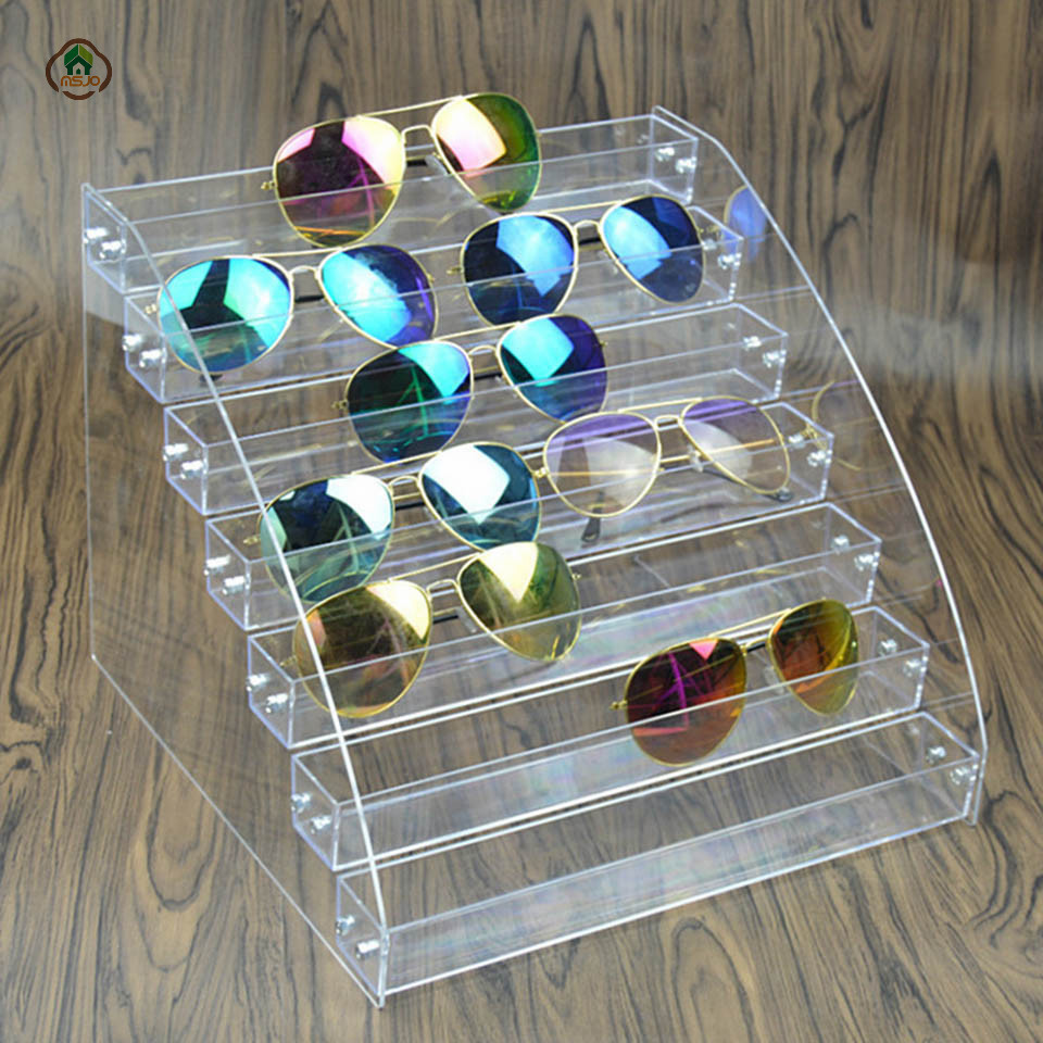 Msjo briller arrangør opbevaring akryl stativ til kosmetiske smykker arrangør briller desktop display holder arrangør opbevaringsboks