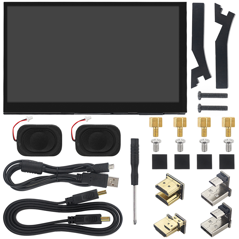 7 Inch Draagbaar Scherm Ips Lcd Capacitief Touchscreen 1024X600 Monitor Optionele Luidsprekers Voor Raspberry Pi Laptop Pc: WHITE