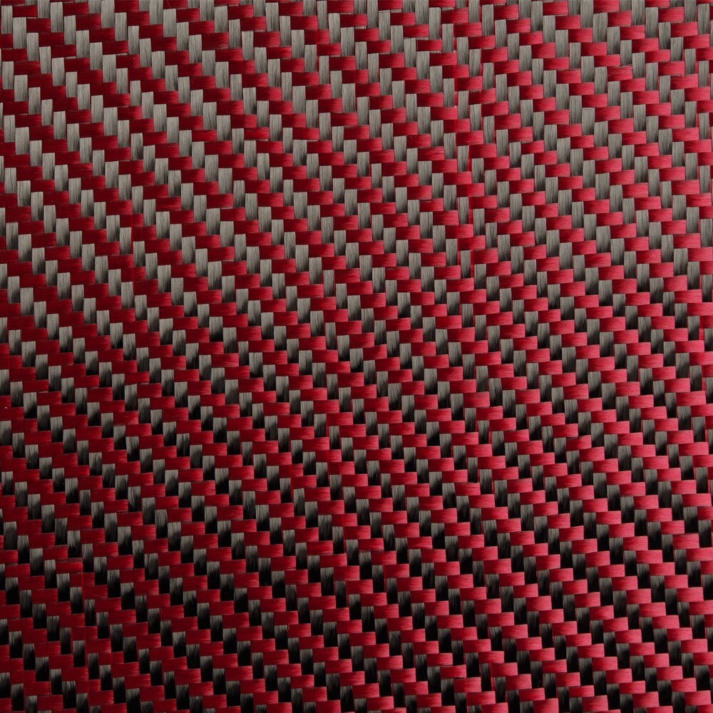 Carbon Aramid Fiber Hybrid Fabric Cloth 3K Carbon Fiber Aramid Fiber 190gsm 0.2mm Thickness: Red      0.5 sqm