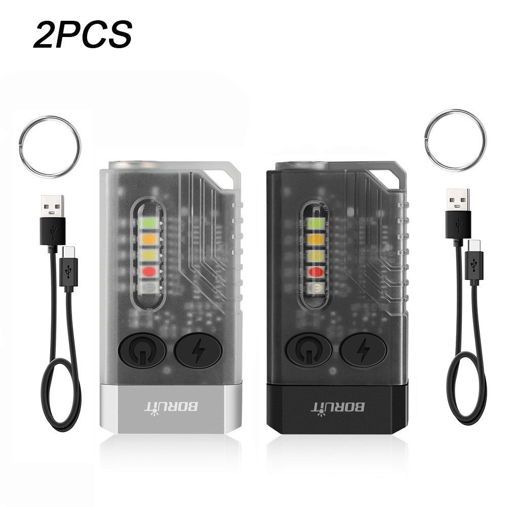 BORUiT V10 EDC Keychain Flashlight Portable Mini Torch Type-C Rechargeable Work Light With Magnet UV Beep Camping Pocket Lantern: Red