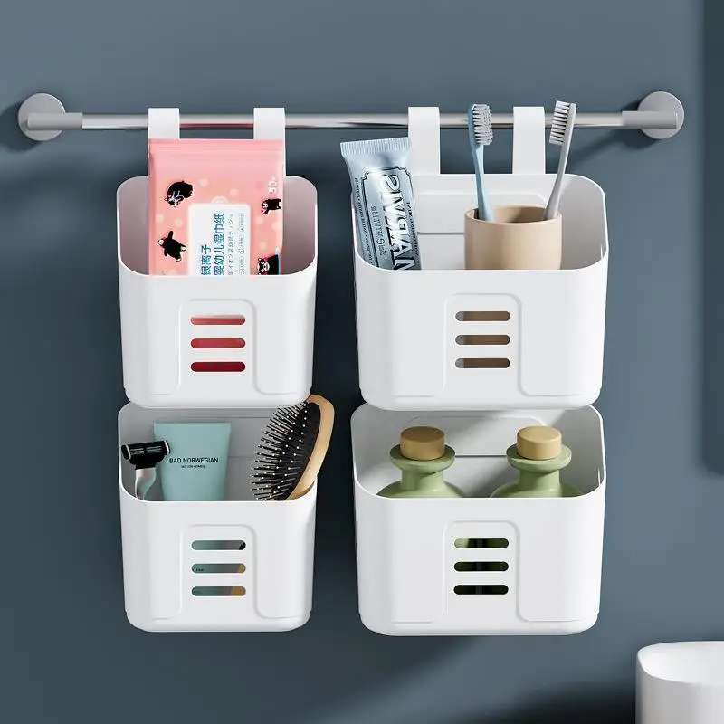 Kitchen Hanging Storage Basket Household Hanging Basket Bathroom Shelf Hangable Toilet Wall Hanging Plastic Kitchen Organizer