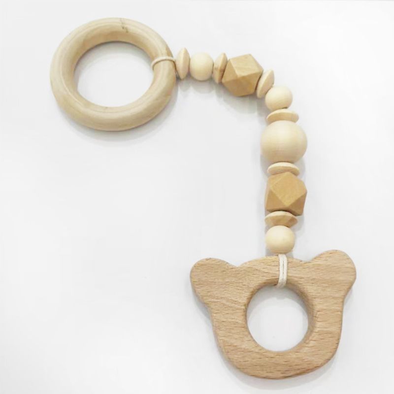 4 Pz/impostato di Legno Del Fumetto Animali per Bambini bambino Cremagliera di Forma Fisica Attrezzature Del Pendente Della Decorazione in Legno di Faggio Appeso Accessori