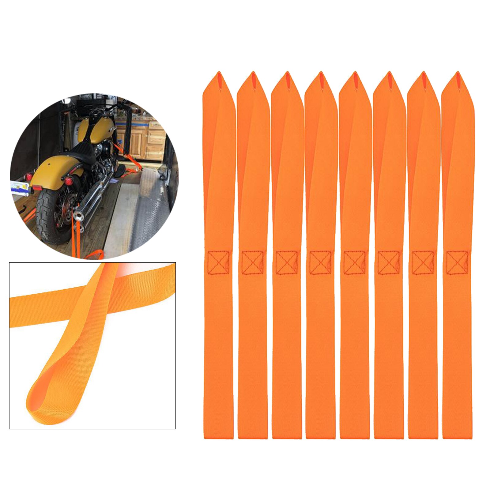 8Pcs Heavy Duty Soft Loop Tie Down Strap Ratchet Towing Cargo Snowmobile