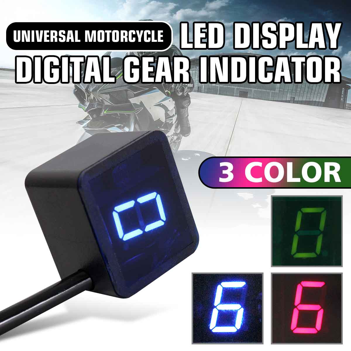 6 Speed Neutrale Universele Motorfiets/Fiets Digital Gear Indicator Led Display + Schakelhendel Magneet