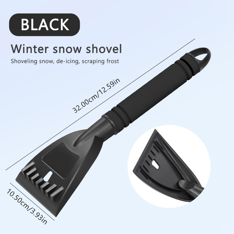 SEAMETAL Car Windshield Ice Scraper Portable Snow Shovel Ice Breaker Scratch-Free Winter Snow Remover Car Ice Cleaning Care Tool: black