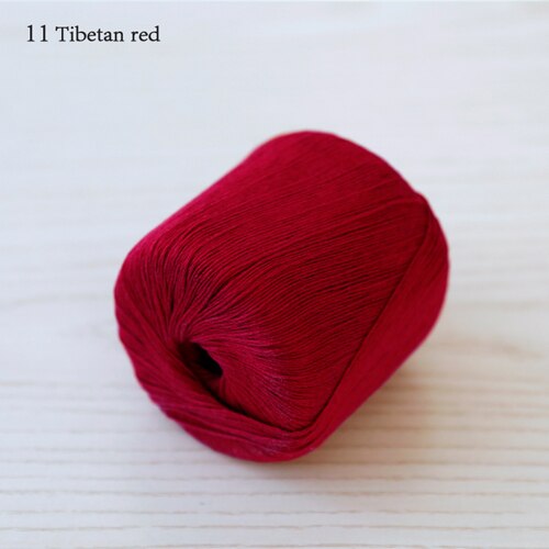 Qzlknit 50g/ nystan vår/sommar babygarn kammad hud affinitet 4 trådar av tencel/linne blandat garn gör det själv virkade skor/kjol etc: 11 tibetanska röda