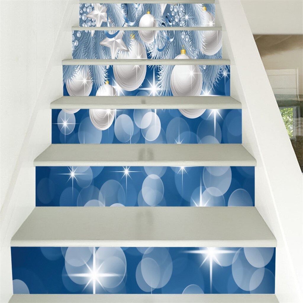 productos populares Navidad 3D simulación escalera pegatina impermeable pared pegatina DIY decoración del hogar herramienta de H: E