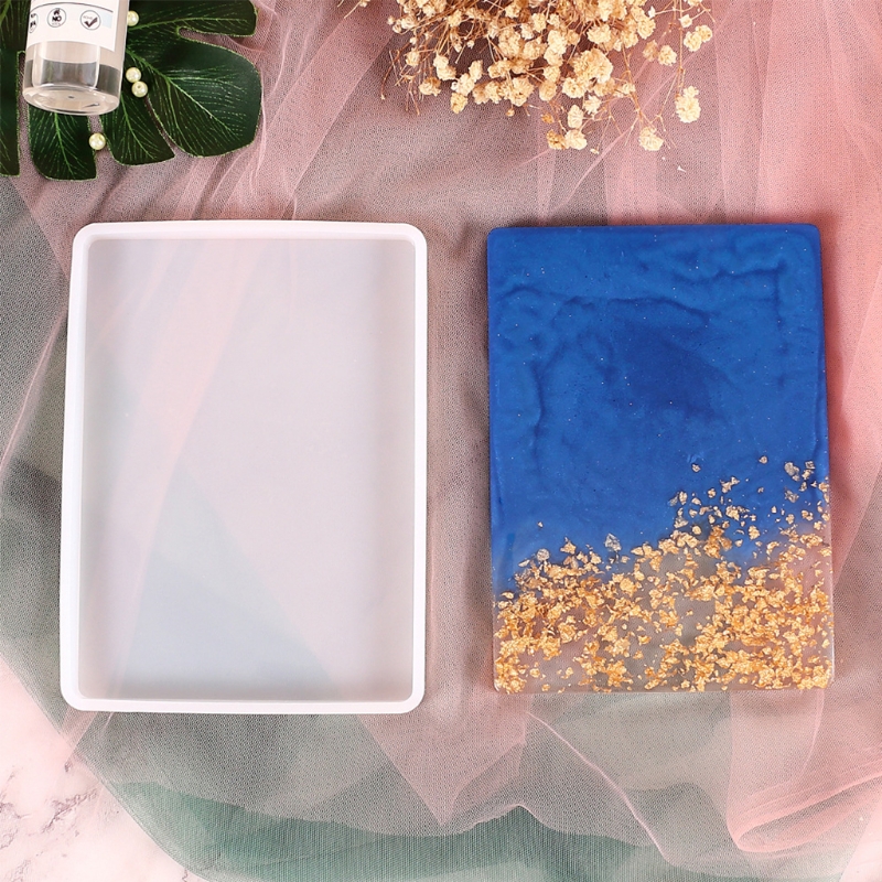Handmade Rectangle Tray Silicone Mold Crystal Epoxy Mould DIY Coaster Accessories Tool Equipment for DIY Cup Mat Coaster M6CE