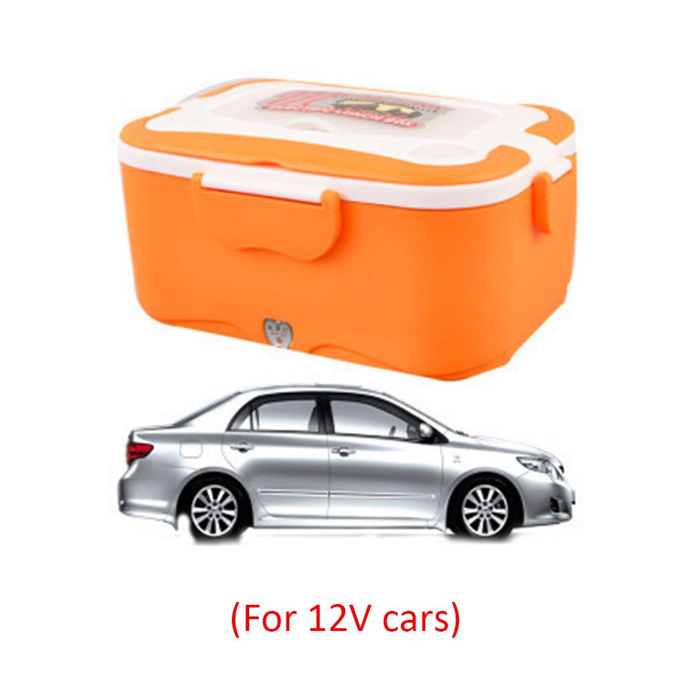 12/24V 1.5L Portable Car Heating Lunch Box Car Electric Lunch Box Plug-In Insulation Food Warmer For Driver: Orange 12V car