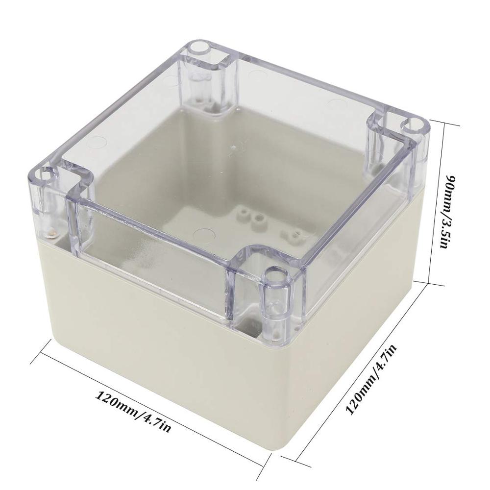 ABS Plastic Junction Box Dustproof Waterproof IP65 Electrical Enclosure Universal Project Enclosure PC Transparent clear cover: 120x120x90