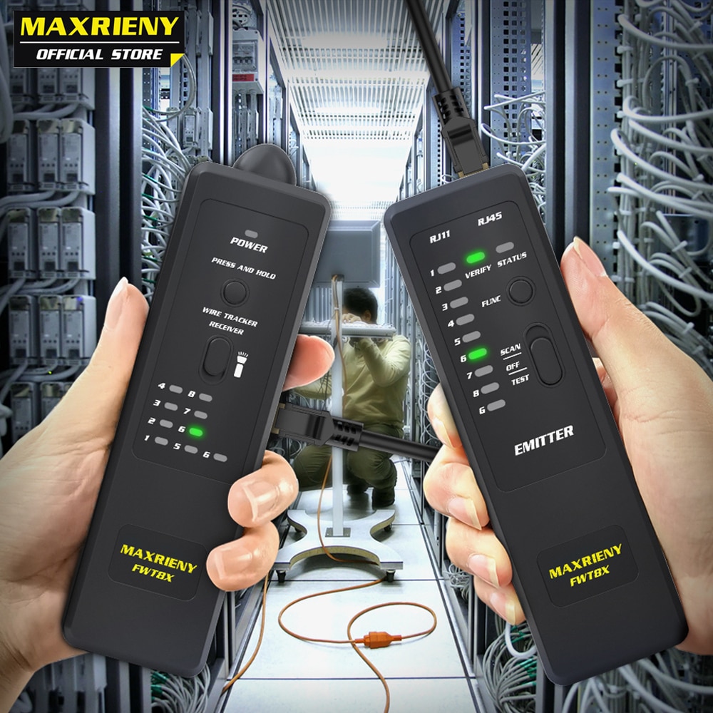 MAXRIENY FWT8X Network Cable Tracker Wire Toner RJ45 RJ11 Ethernet LAN Tracer Analyzer Detector Line Finder Tester