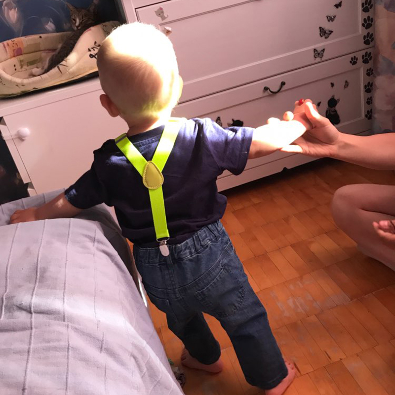 Justerbara barn hängslen bälte baby pojkar flickor clip-on y-back elastiska hängslen kostym soild färg rem tillbehör