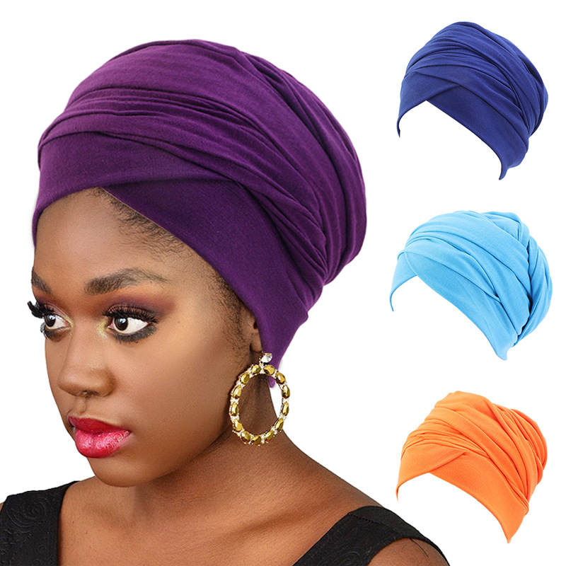 Novo feminino cor sólida algodão magia turbante hijab cabeça envoltório extra longo tubo indiano headwrap lenço gravata perda de cabelo headwrap islâmico