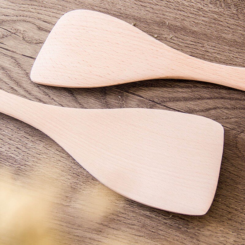 Utensilios de cocina de madera Natural, espátula, cuchara para mezclar, utensilios de cocina, palas de comida y cena 1 unidad