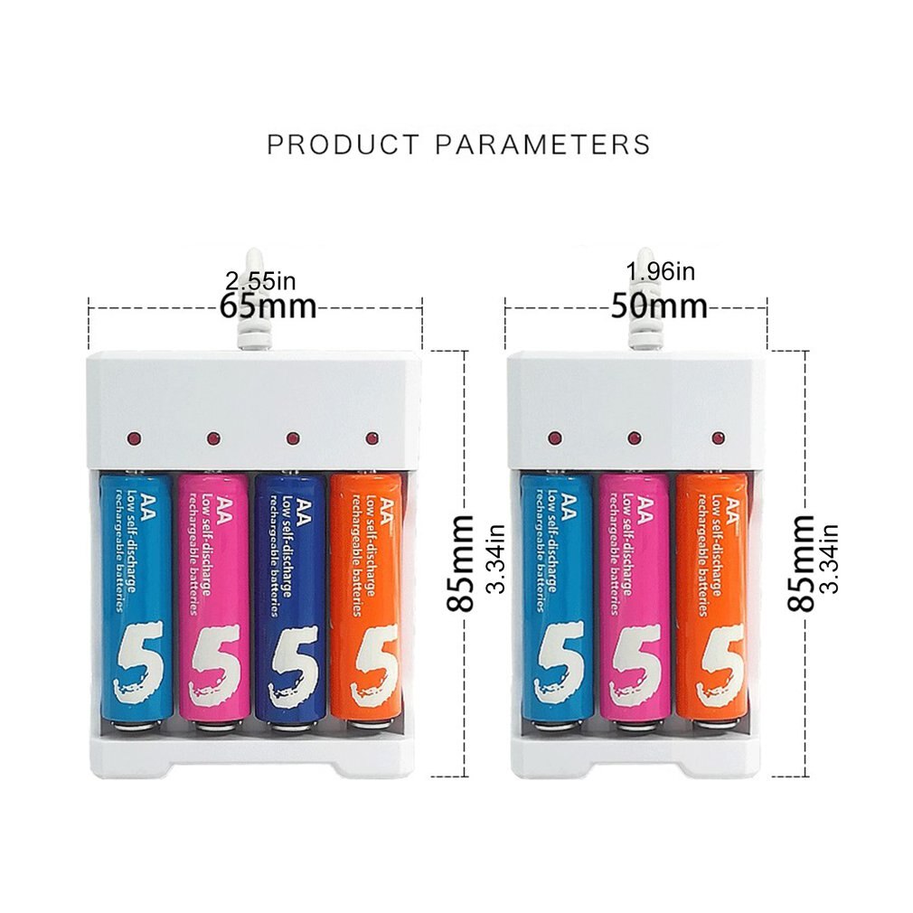 USB Slots Battery Charger Fast Charging Short Circuit Protection AAA and AA Rechargeable Battery Station