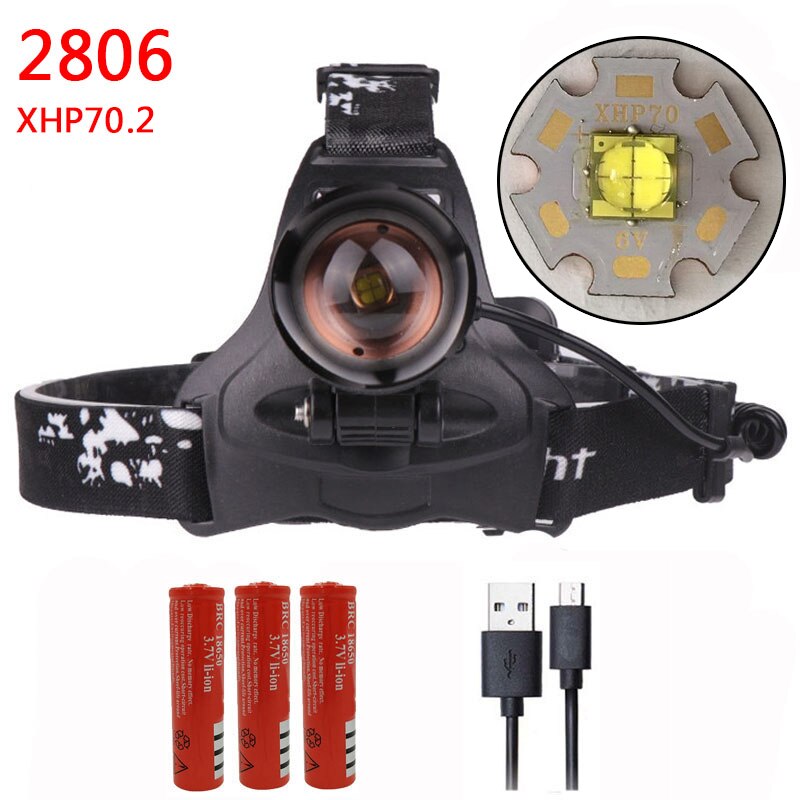 Litwod Z20 CREE XHP70.2 LED phare avant lampe frontale lampe torche 18650 batterie VS 3 pièces XM-L T6: option F