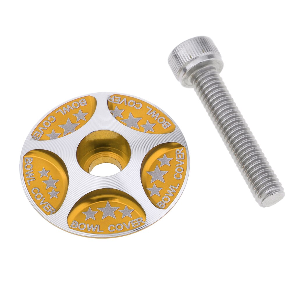 Sterren headset stuurpen kap afdekking met  m6 bouten voor 28.6mm fiets fiets vork: Geel