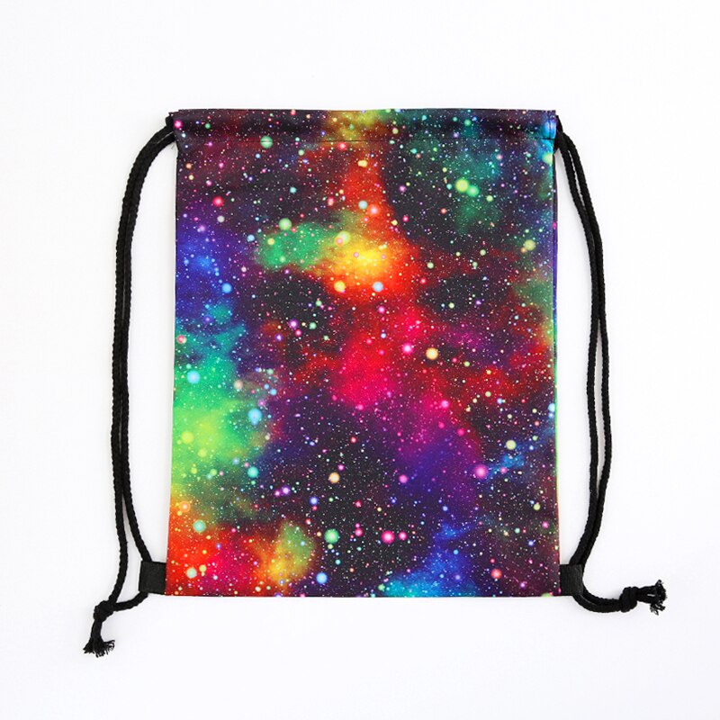 Reppu naisille mini kiristysnyöri tähtitaivas reppu 3d painatus matkalaukut miehet mochila kiristysnyöri laukku girs