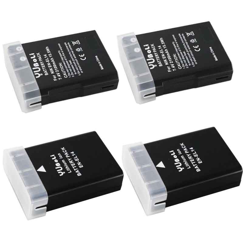 Paquete de baterías EL 14 ENEL 14 EN-EL14A EN EL14 EL14A EL14 + para Nikon D5200 D3100 D3200 D5100 P7000 P7100: 4battery